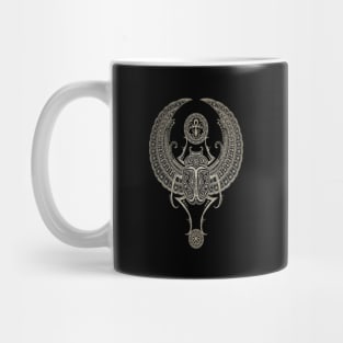 Dark Winged Egyptian Scarab Beetle with Ankh Mug